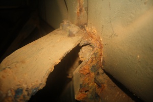 leaking cold water tank caused by corrosion